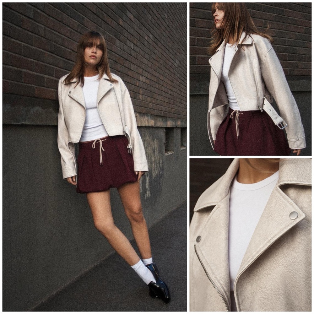 ZARA ~ SHORT Faux Leather BIKER Jacket